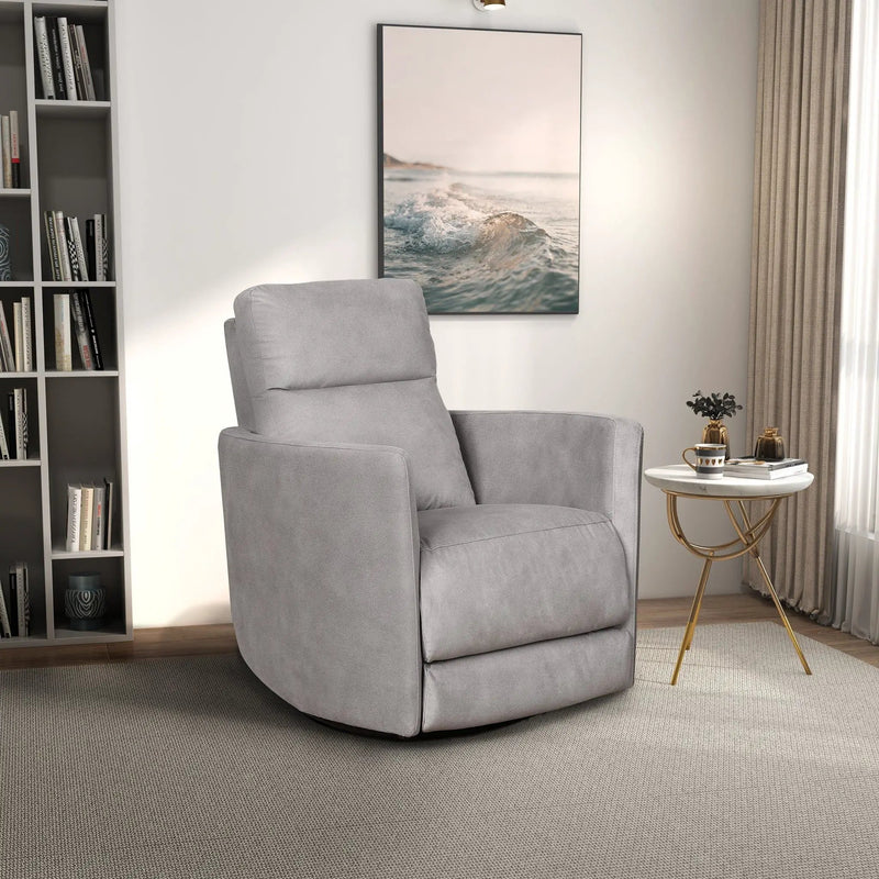 Lawson - Swivel Glider Suede Recliner Chair - Latte by Unique Piece Furniture