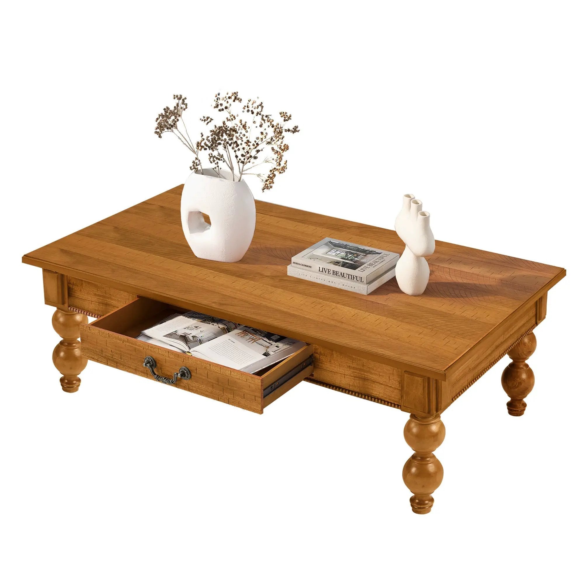 Rectangular Wooden Coffee Table with Storage Drawer by HouseOfZazla