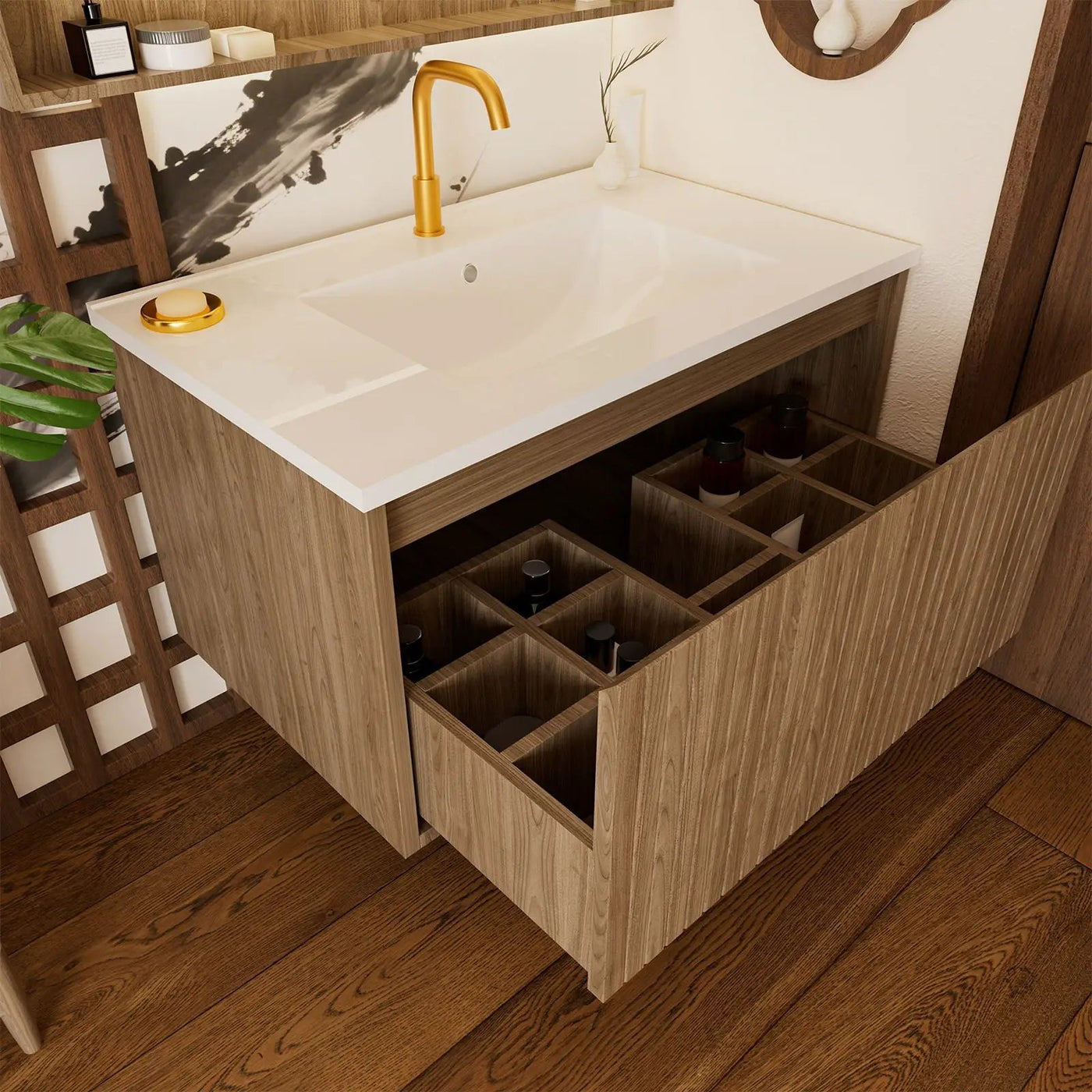Wall Mounted Floating Bathroom Vanity With Sink And Drawers by HouseOfZazla