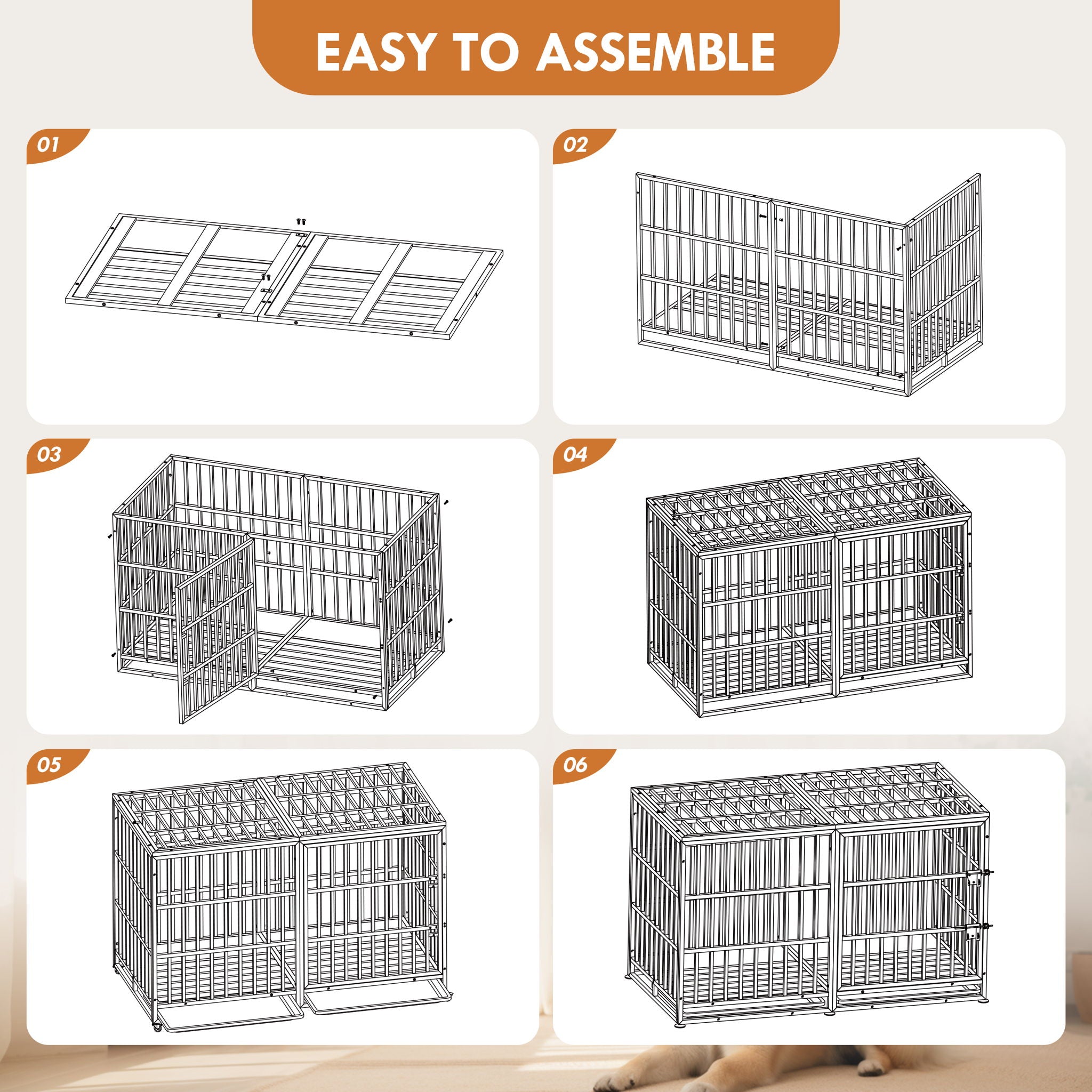 Extra Large Heavy Duty Dog Crate With Removable Pans For Dogs - Black by HouseOfZazla