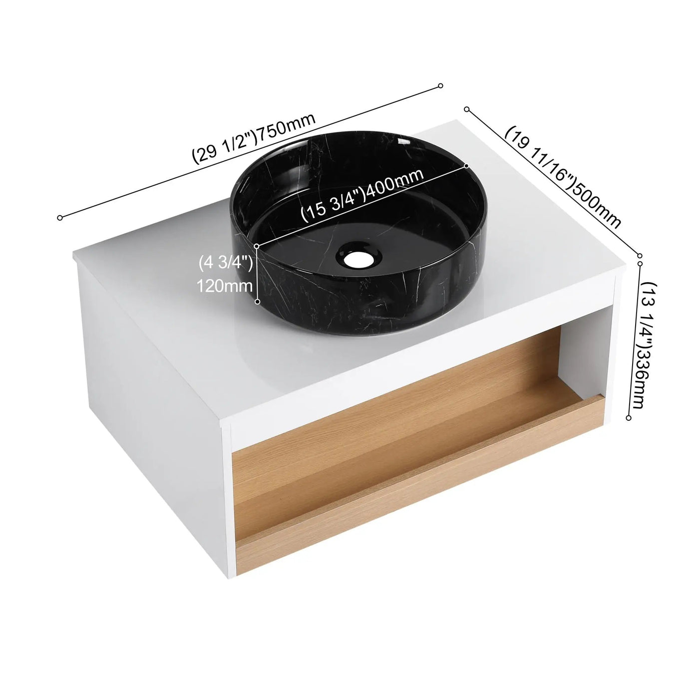 Floating Bathroom Vanity With Vessel Sink With Open Shelf Storage by HouseOfZazla