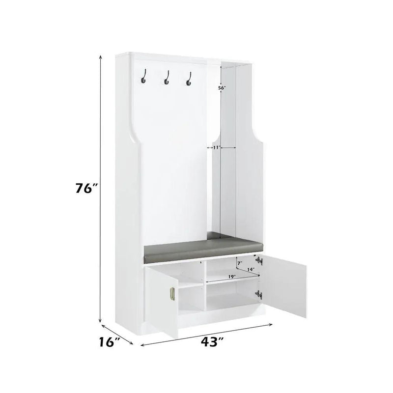 Buck II - Hall Tree - White High Gloss by Unique Piece Furniture