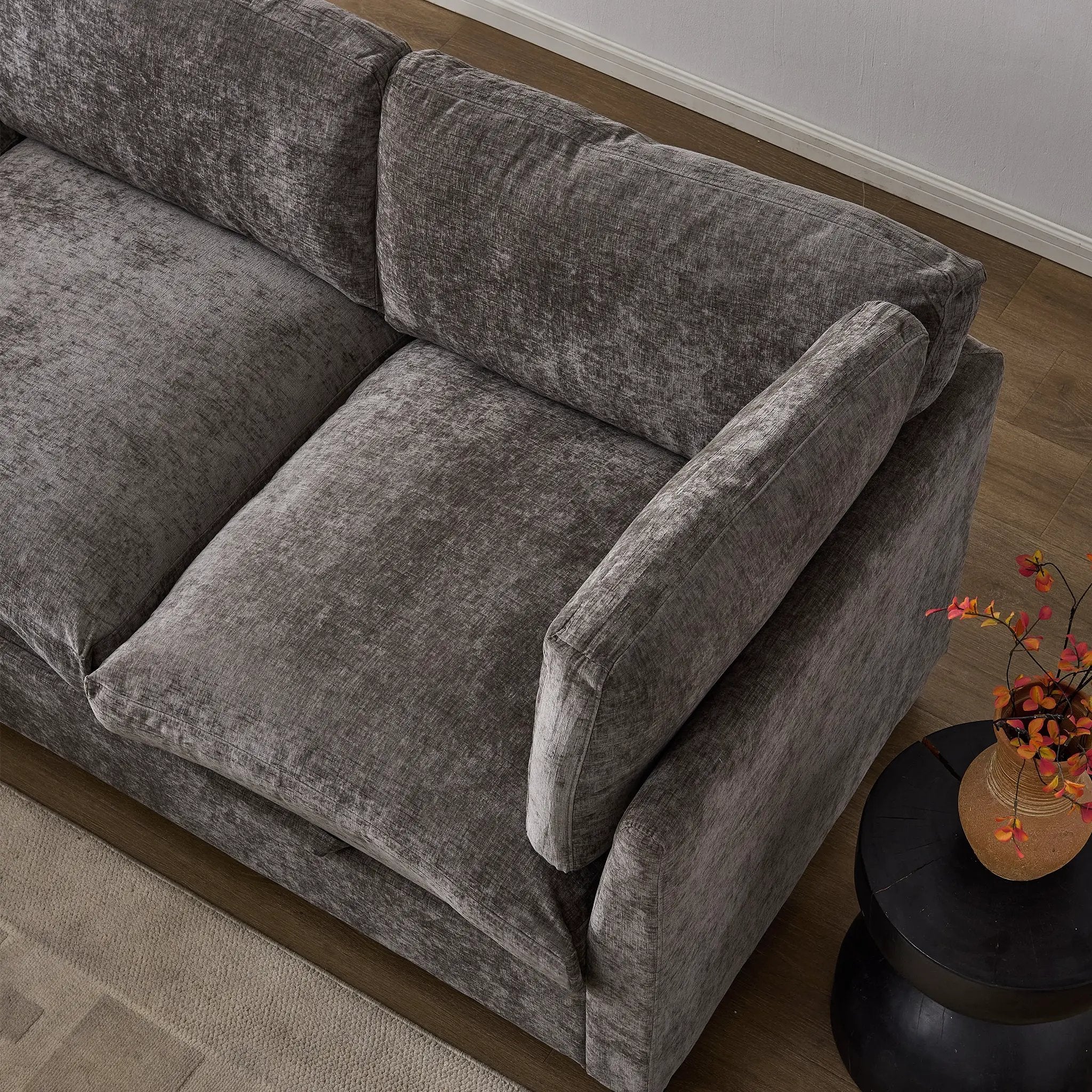 Chenille Upholstered L-Shape Sectional Couch by HouseOfZazla