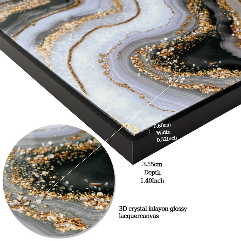 Canvas Painting Wall Art Framed, Artwork Decor, Picture Marble Print Paintings For Living Room - Frosted Glass / Gold by Unique Piece Furniture