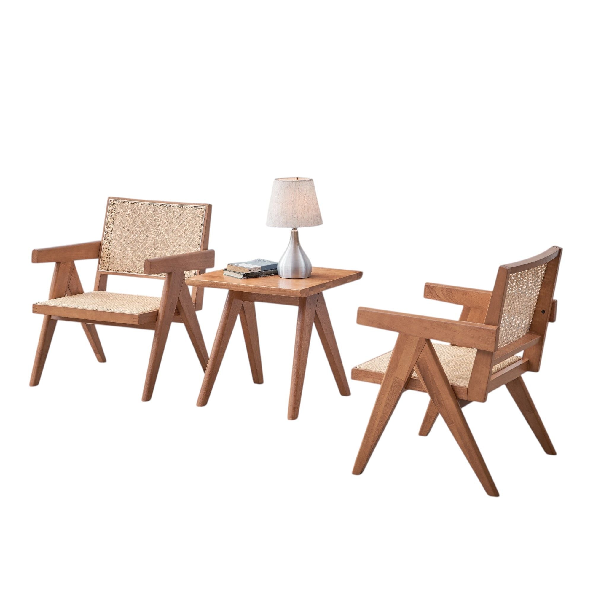 3 Piece Accent Chair Set And Matching End Table For Living Room - Natural by HouseOfZazla
