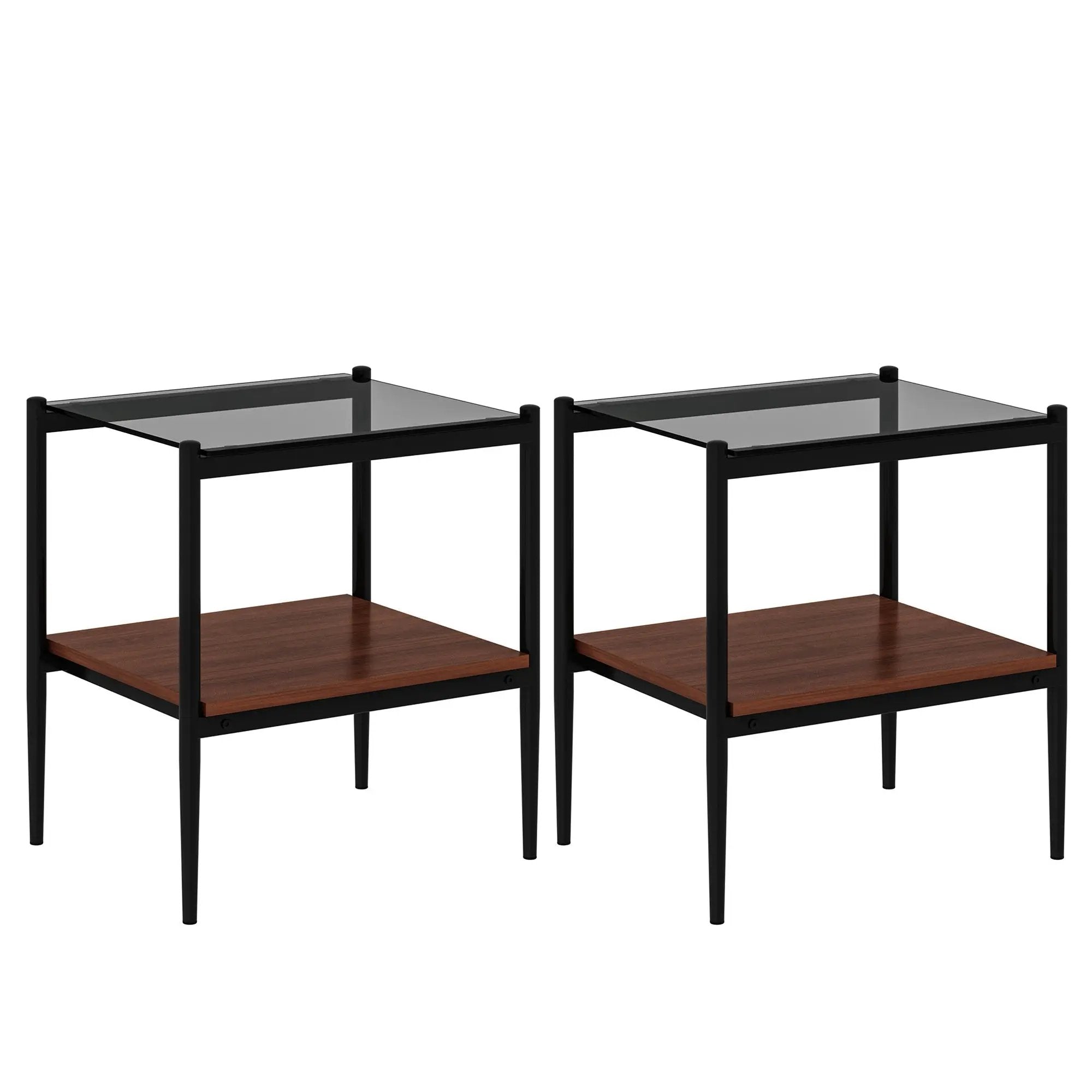Set of 2 Rectangle End Table Gray Glass by HouseOfZazla