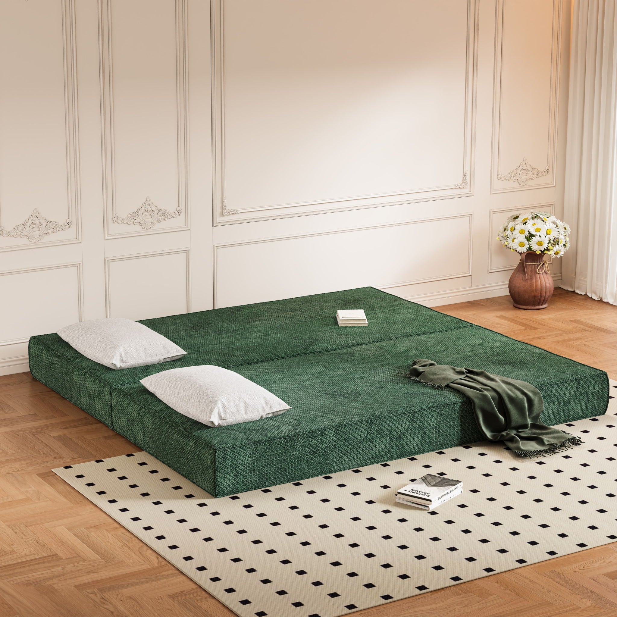 3 Seat Folding Floor Couch & King Size Bed Mattress by HouseOfZazla