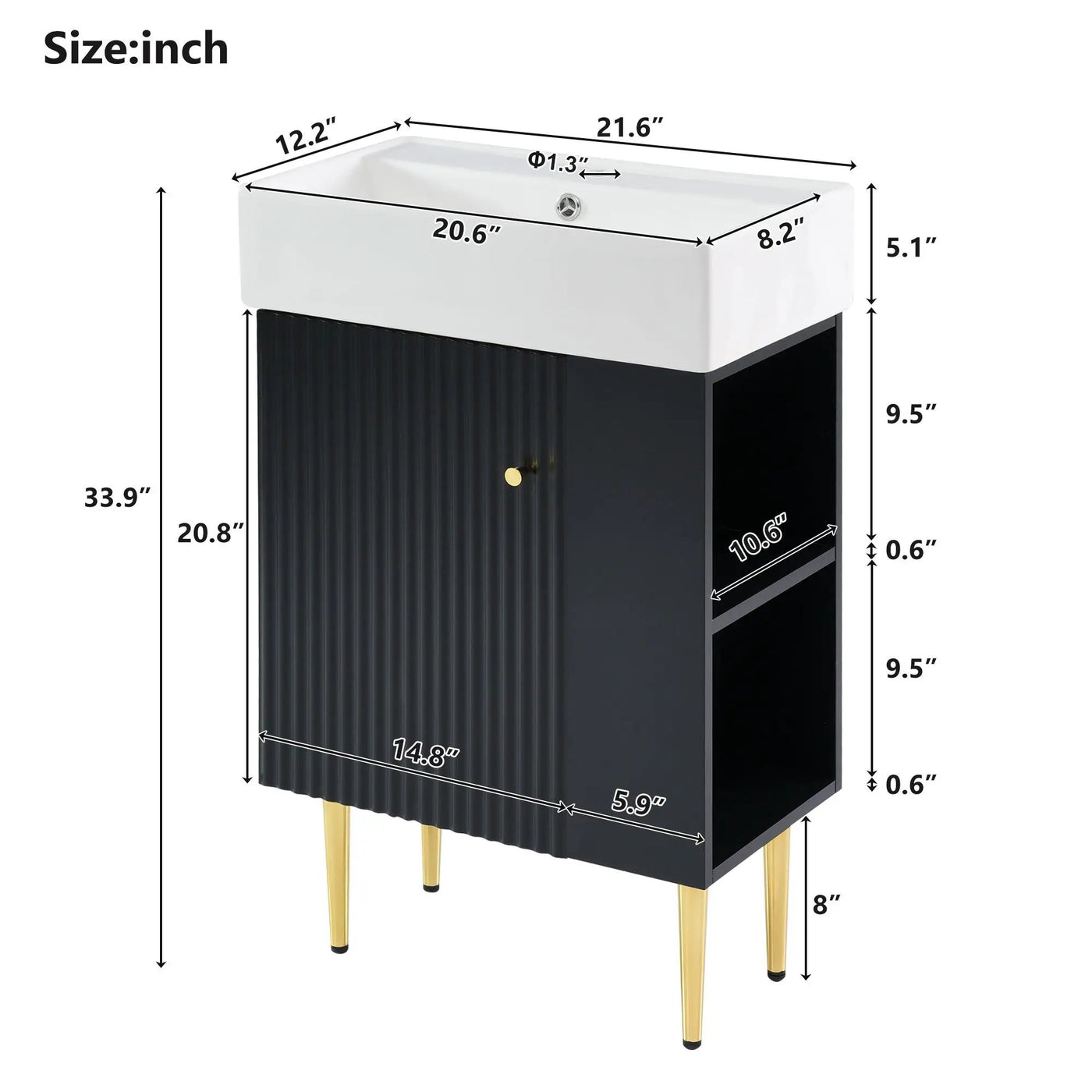 Bathroom Vanity, Combo Cabinet, Bathroom Storage Cabinet, Single Ceramic Sink by Unique Piece Furniture