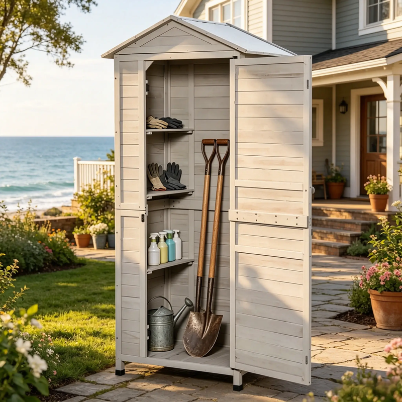 Outdoor Storage Shed with Tilted Tin Roof by HouseOfZazla