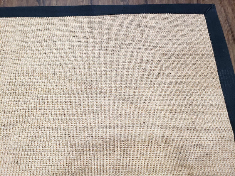 Jute Rug 8x10, Natural Jute Fiber Area Rug, Natural Sisal Area Rug with Black Border, 8x10 Carpet, Solid Jute Rug 8 x 10, Farmhouse Rug by Jewel Rugs