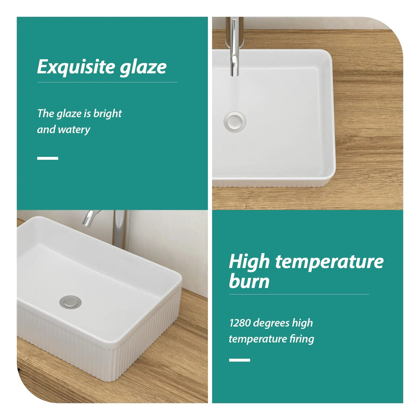 Modern Ceramic Rectangular Vessel Bathroom Sink by HouseOfZazla