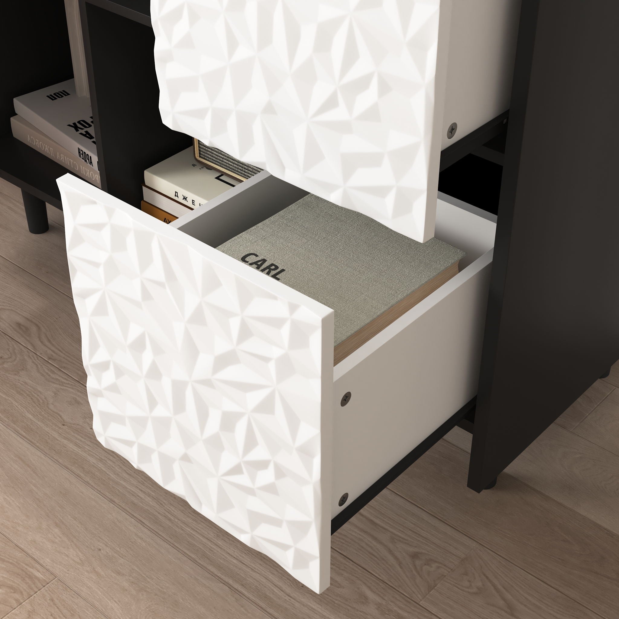 Modern Sideboard Buffet Cabinet With Doors And Unique Panel Styling by HouseOfZazla
