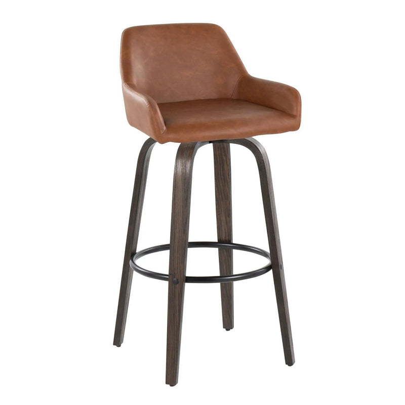 Daniella - Contemporary Fixed Height, Barstool With Swivel With Round Footrest (Set of 2) by Unique Piece Furniture