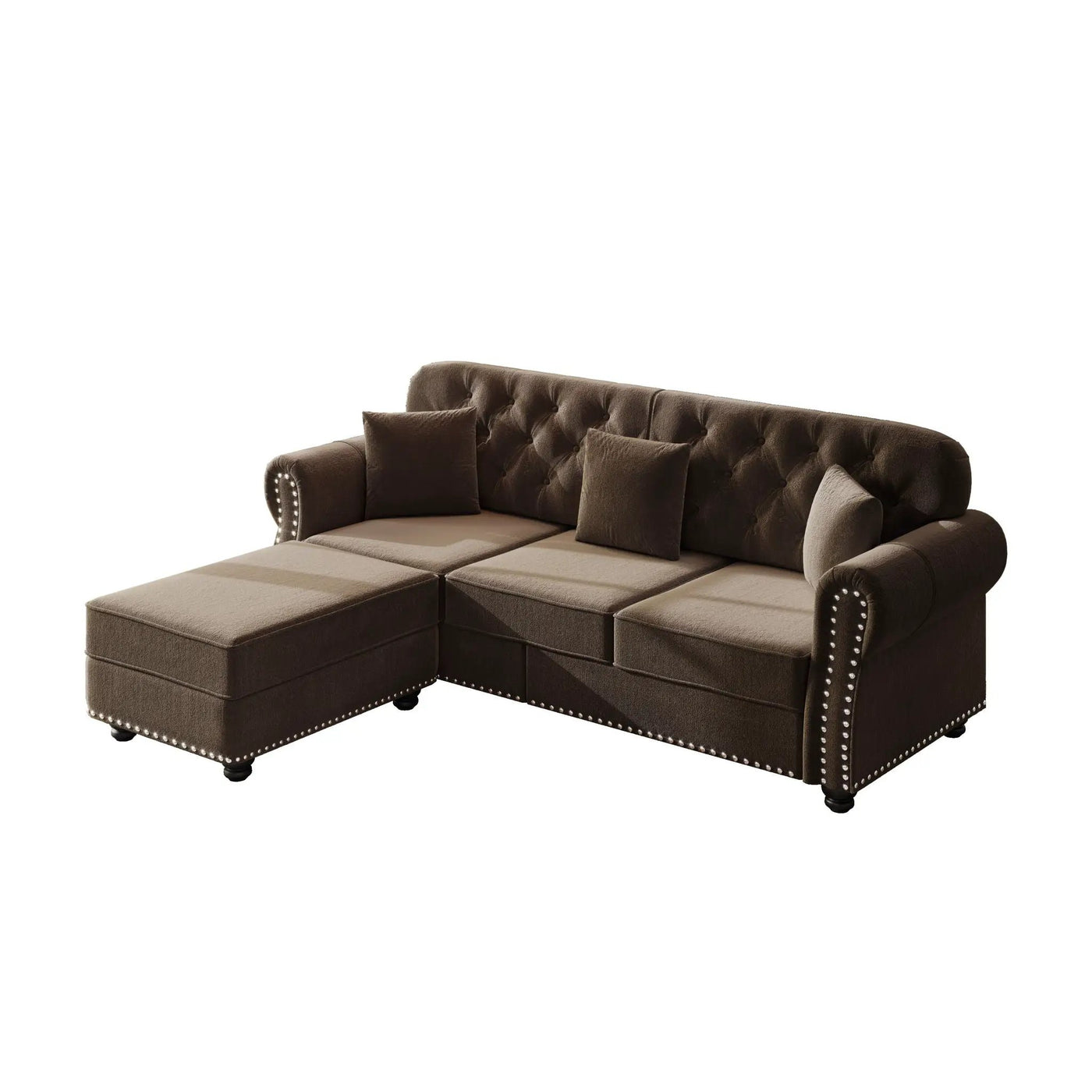 Upholstered Sofa Set With Nailhead Trim And Rolled Armrests, Includes Pillows by HouseOfZazla