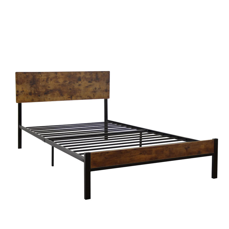 Modern Twin Size Metal Bed Frame Sturdy System Metal & Wood - Black by HouseOfZazla