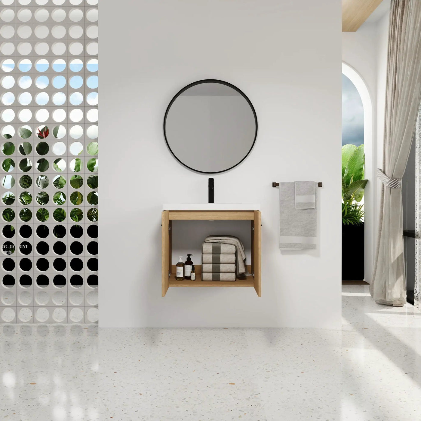 Floating Bathroom Vanity With Sink, Wall Mounted Double Door Storage by Unique Piece Furniture