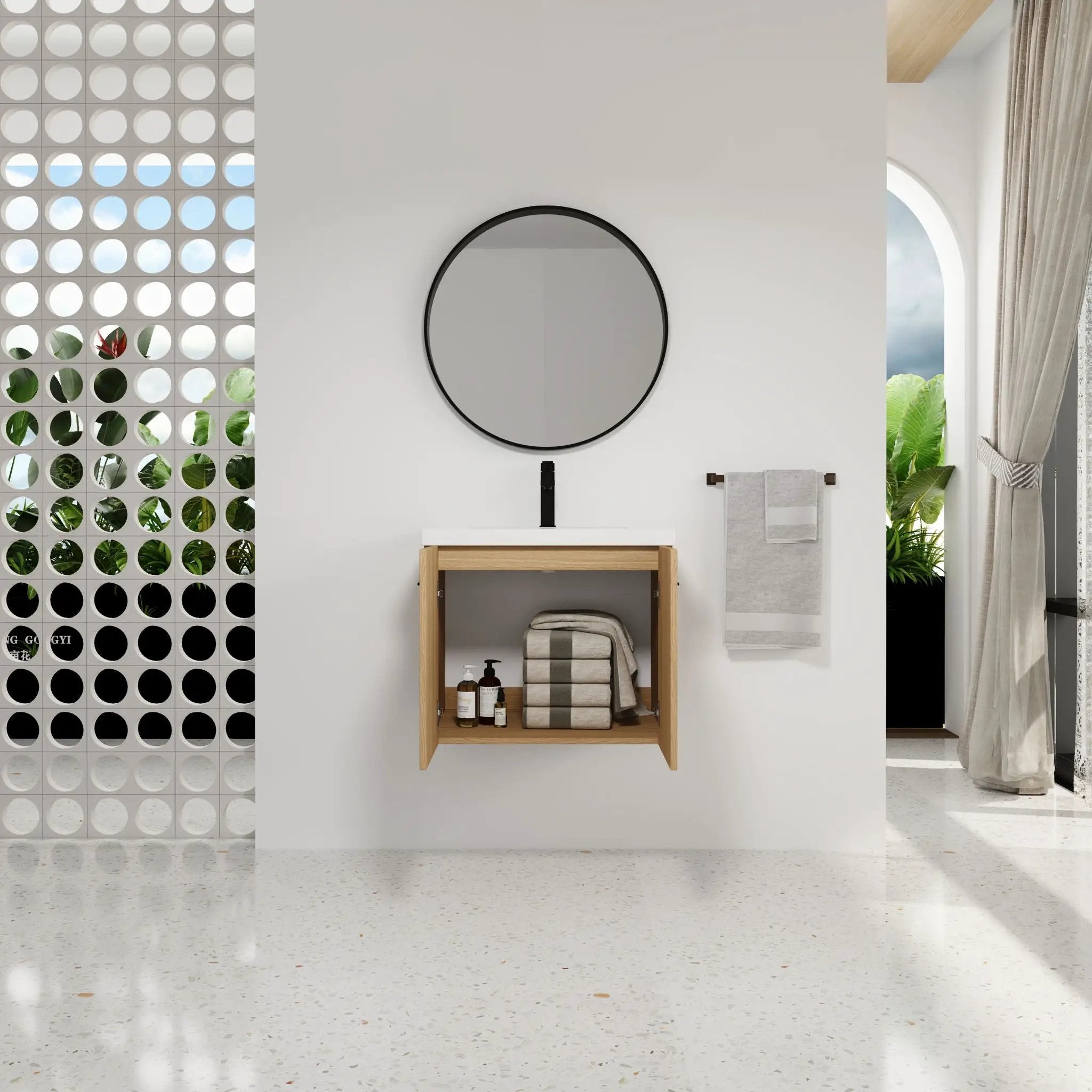 Floating Bathroom Vanity With Sink, Wall Mounted Double Door Storage by Unique Piece Furniture