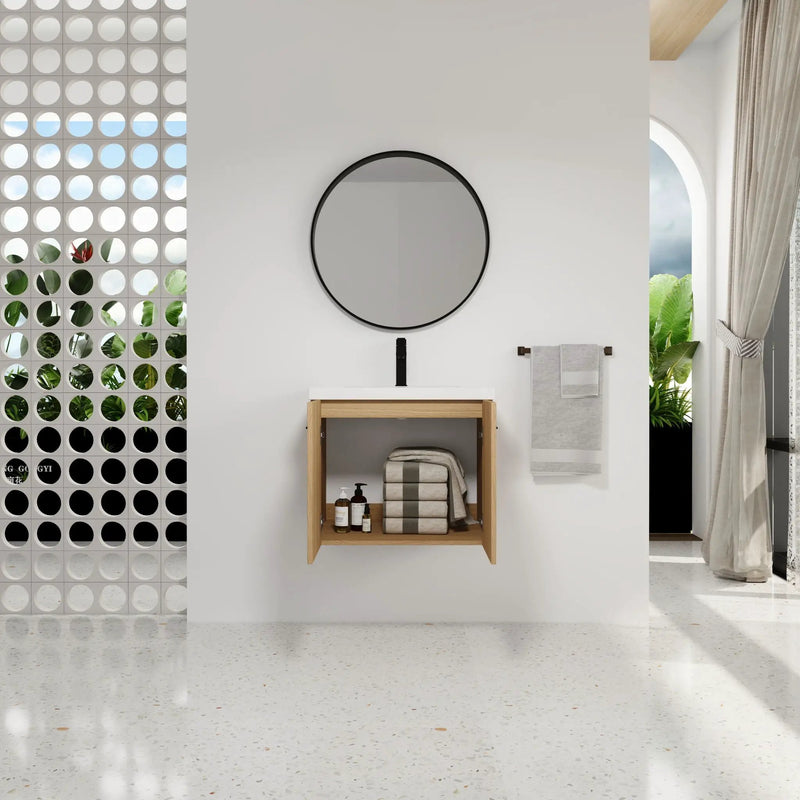 Floating Bathroom Vanity With Sink, Wall Mounted Double Door Storage by HouseOfZazla