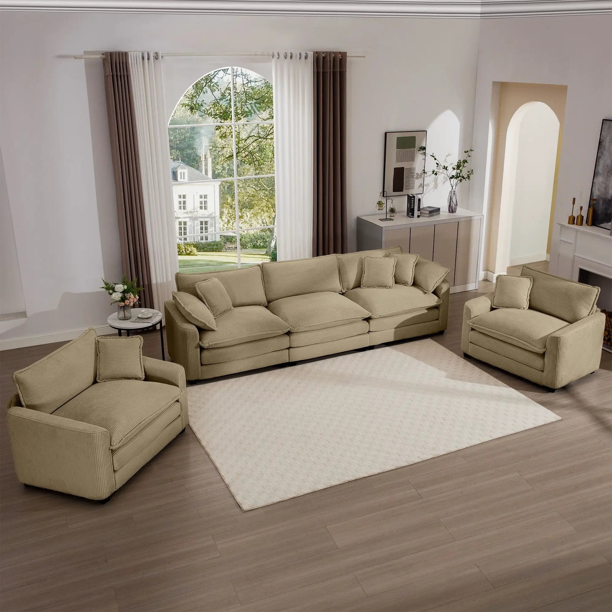 Elegant Oversized Sectional Sofa Set With Deep Seats And Flexible Layout by HouseOfZazla