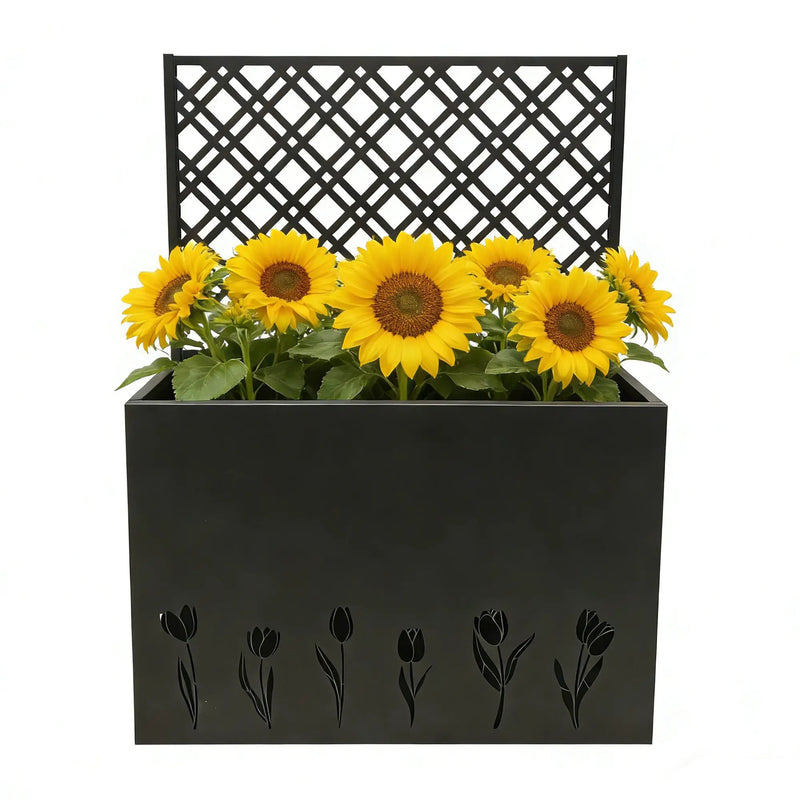 Tall Metal Planter Raised Garden Bed with Trellis by HouseOfZazla