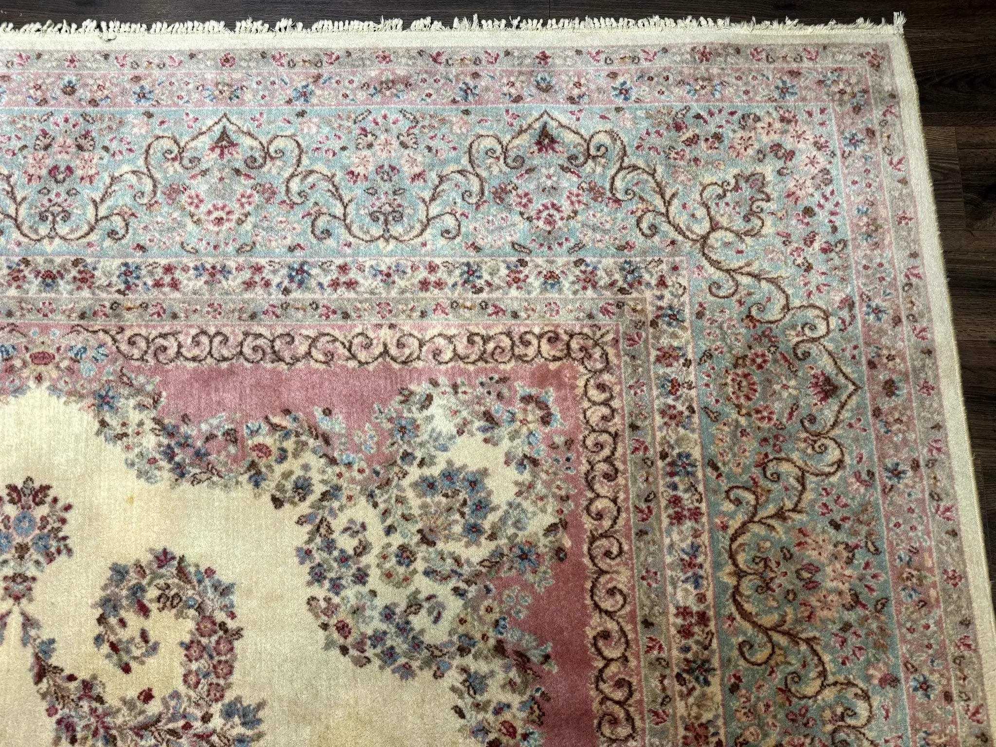 10x14 Karastan Kirman Rug #784 Pastel Ivory Kirman Medallion, Wool Antique Original 700 Series by Jewel Rugs