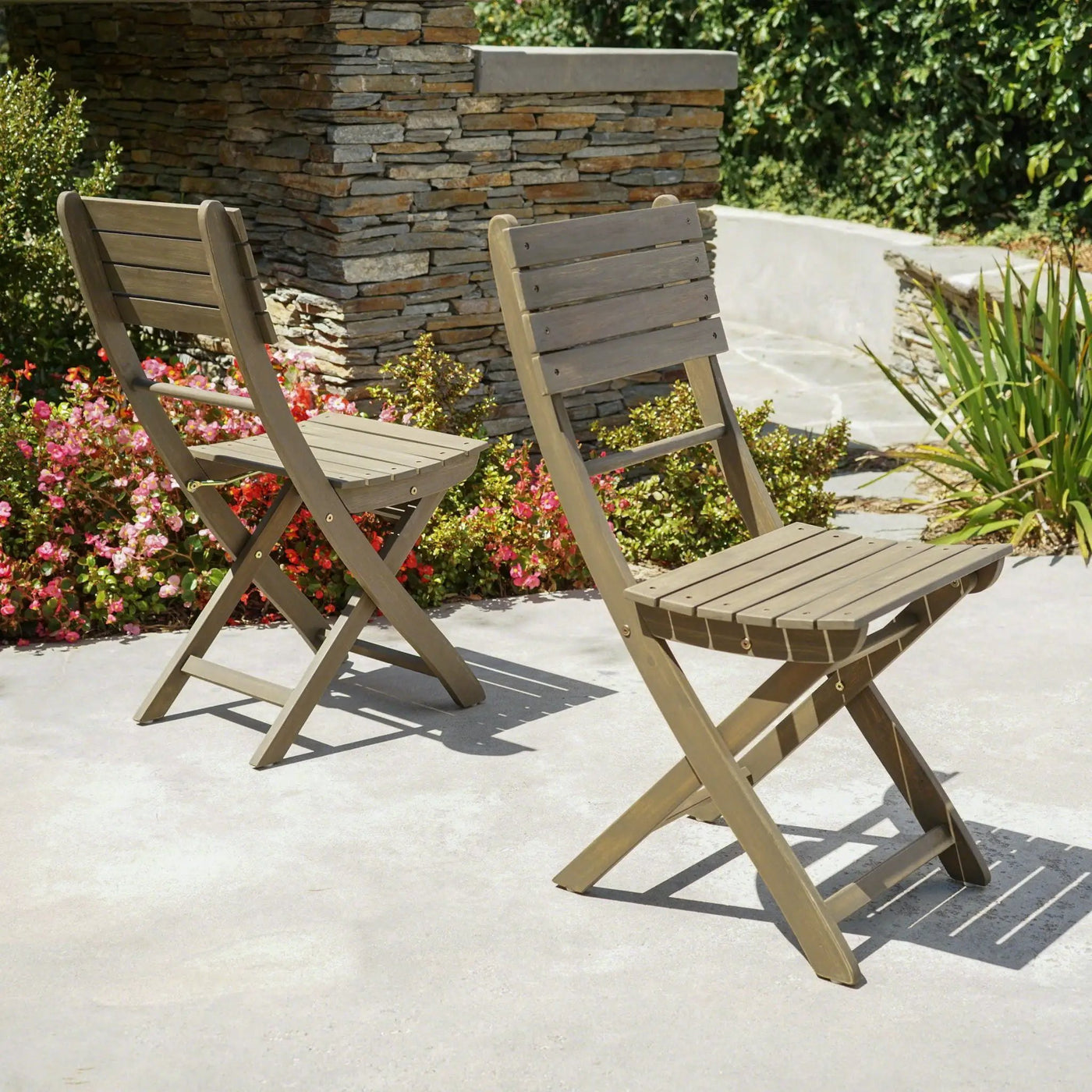 Outdoor Foldable Wood Dining Chair With Slat Design (Set of 2) by HouseOfZazla