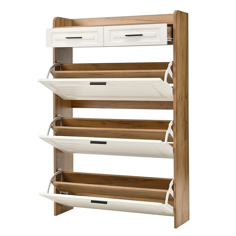 Shoe Cabinet with 3 Hidden Flip Drawers & 2 Storage Drawers by HouseOfZazla