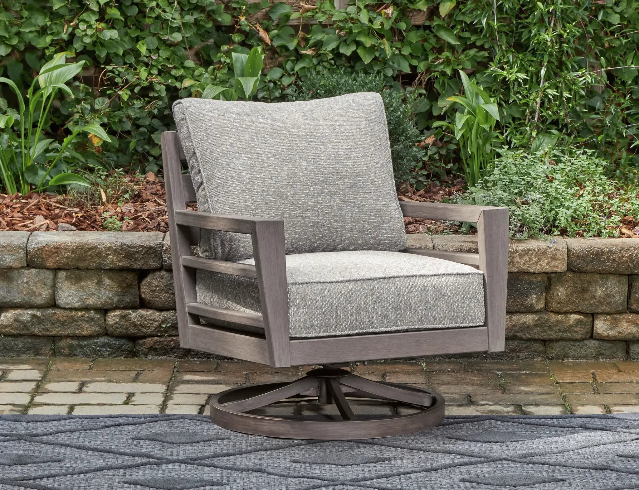 Hillside Barn - Swivel Lounge W/ Cushion - Gray / Brown by Unique Piece Furniture