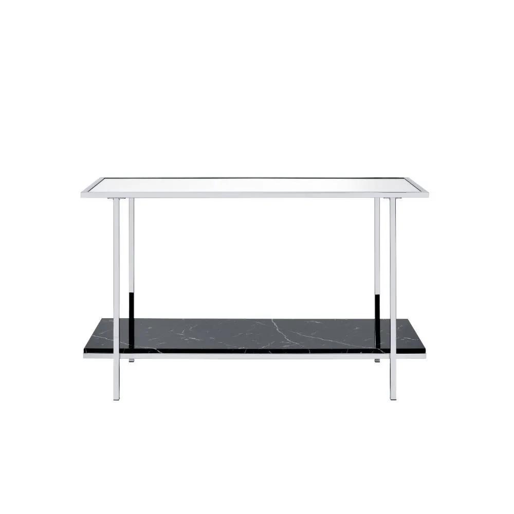 Angwin - Console Table - Mirrored, Faux Marble Top & Chrome by Unique Piece Furniture