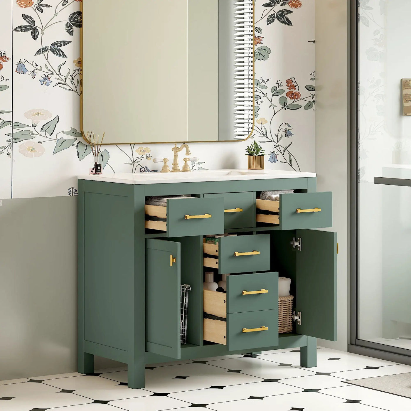 Bathroom Vanity With Sink Combo Set, Modern Bathroom Cabinet With 4 Drawers by Unique Piece Furniture
