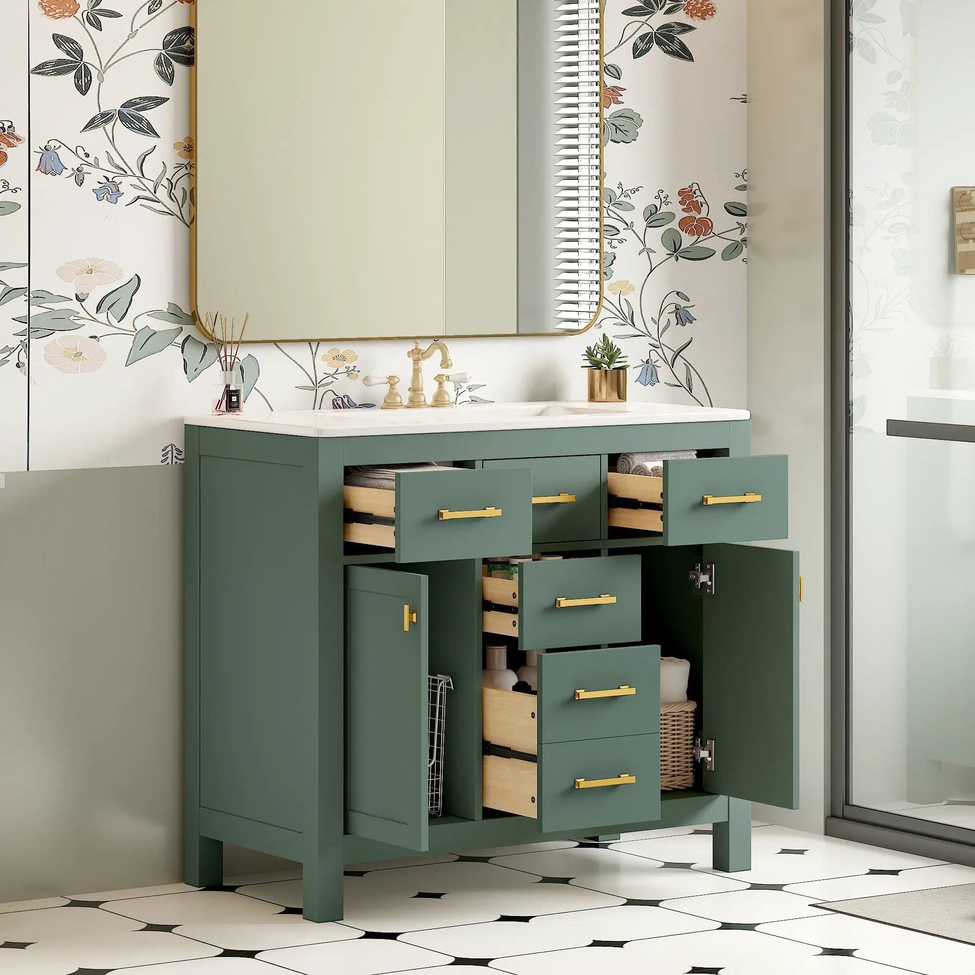 Bathroom Vanity With Sink Combo Set, Modern Bathroom Cabinet With 4 Drawers by Unique Piece Furniture