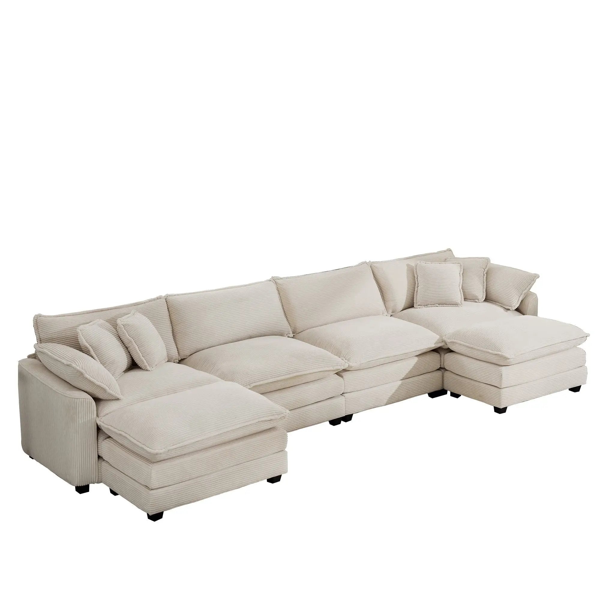 Modern Oversized Modular Cushion Sofa With Ottoman, Low Back, Deep Seating Sofa Set by HouseOfZazla