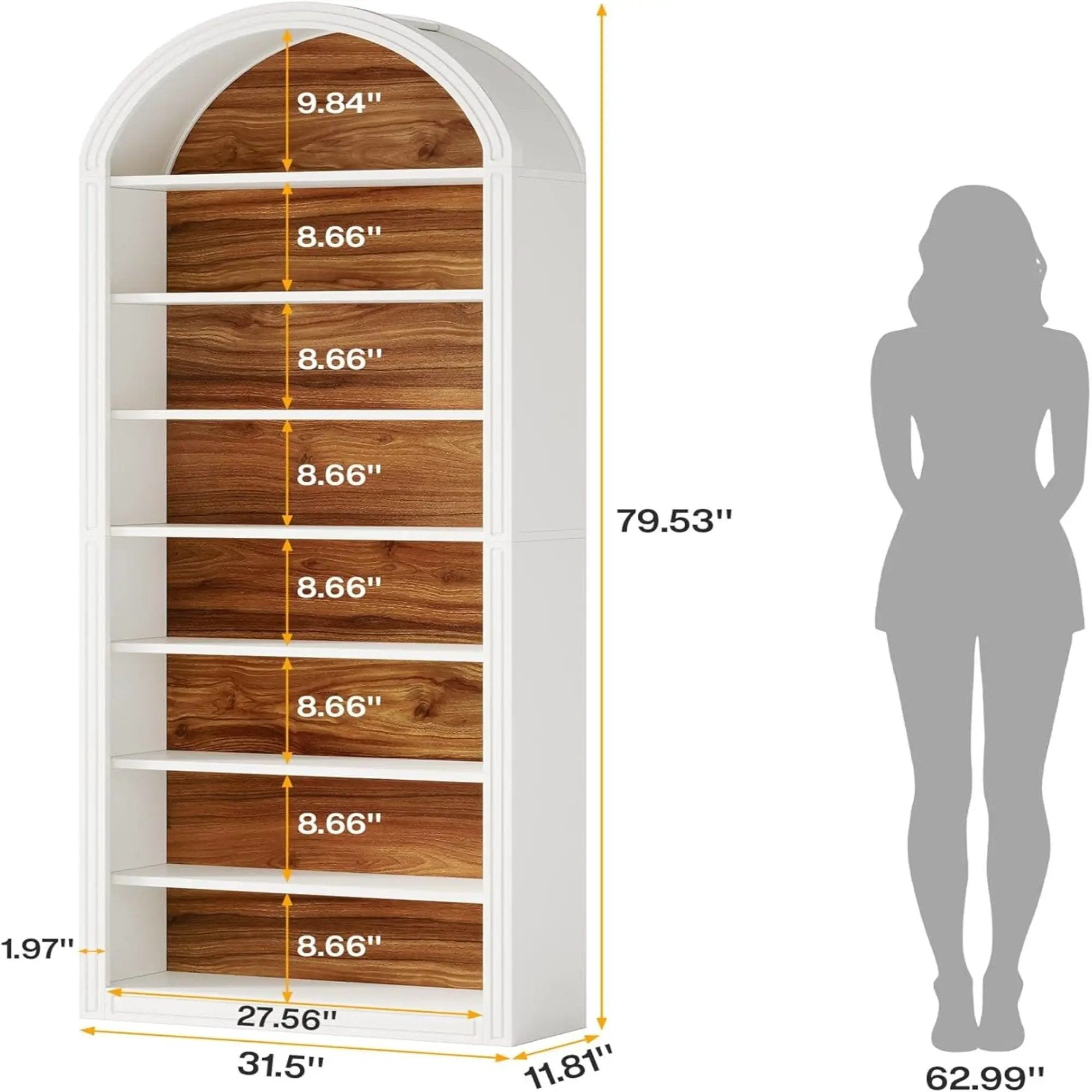8 Tier Arched Open Display Shelving Unit For Living Room