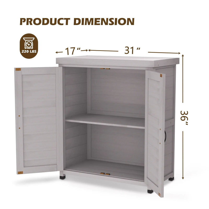 Rustic Cedar Wood Potting Bench With Storage Cabinet And Metal Top For Outdoor Patio - Gray by HouseOfZazla