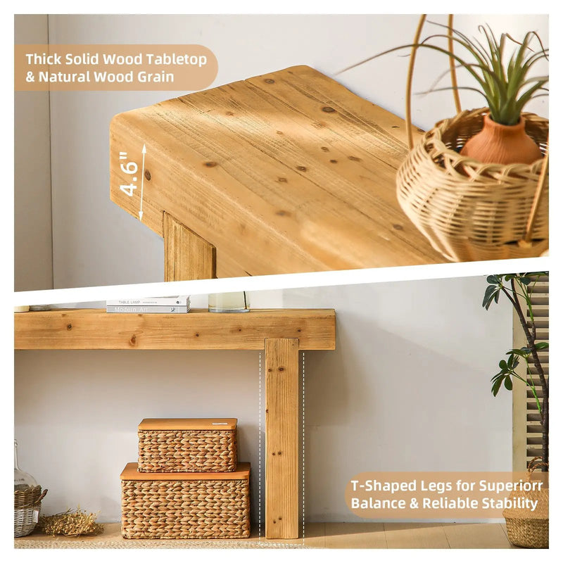 63" Solid Wood Console Table – Rustic Farmhouse Sofa Table by HouseOfZazla