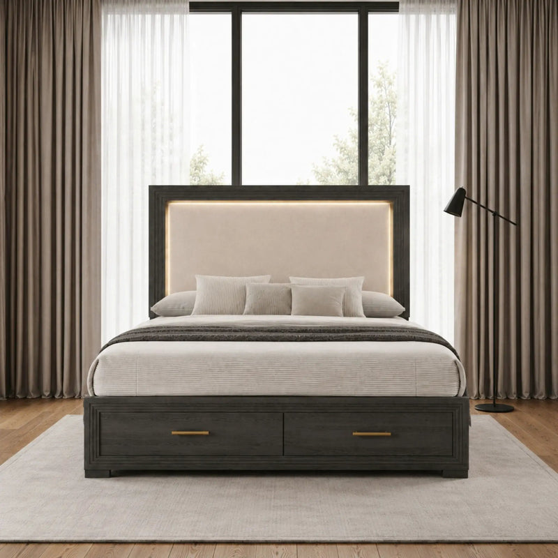 Colorado - Bedroom Set With Upholstered LED Headboard by HouseOfZazla