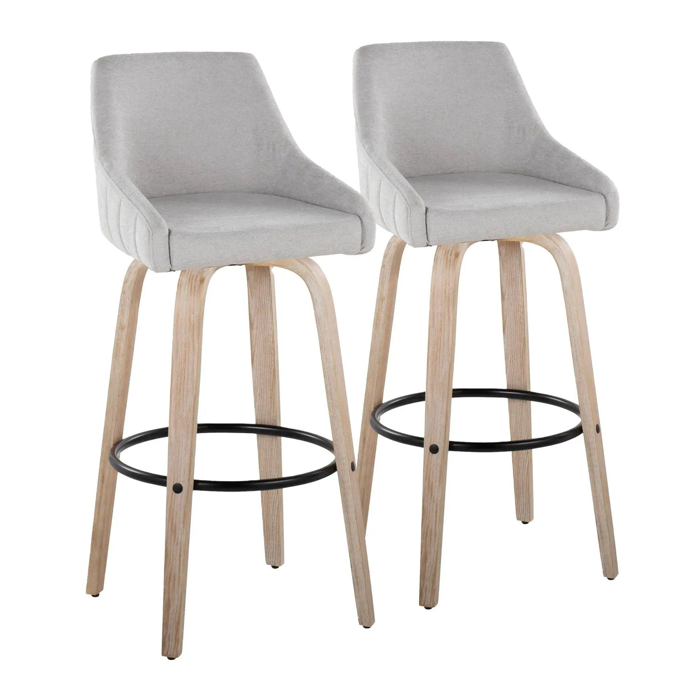 Hannah - Transitional Fixed Height Barstool With Swivel With Round Footrest (Set of 2) by HouseOfZazla