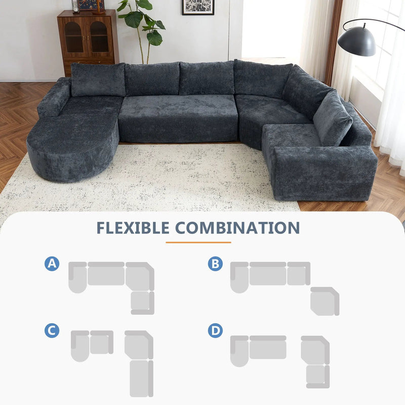 U-Shaped Oversized Modular Cloud Sectional Sofa With Deep Seat For Living Room by Unique Piece Furniture