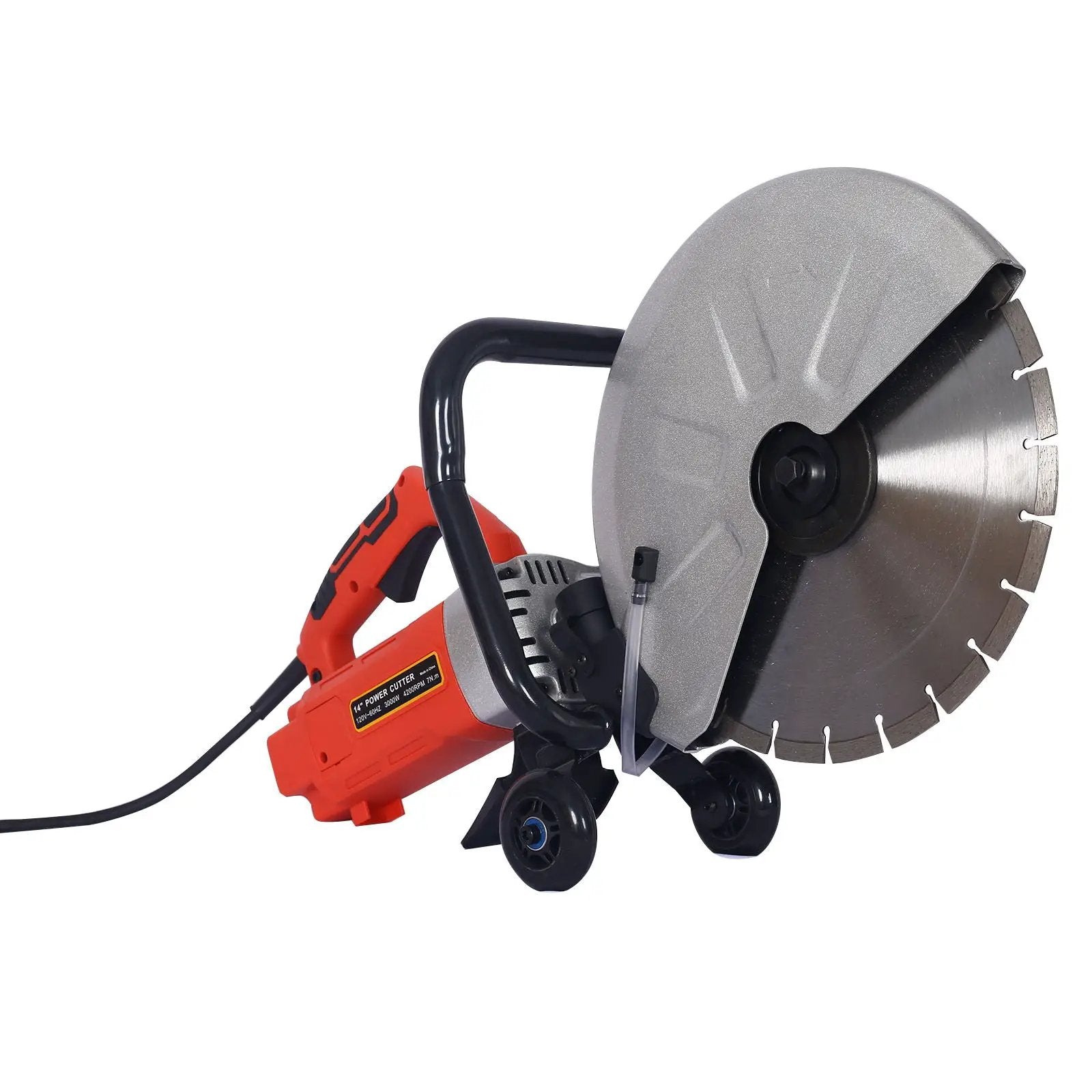 14" Electric Cut Off Saw Wet / Dry Concrete Saw Cutter With Guide Roller And Water Line Attachment, 3000W - Black / Silver by HouseOfZazla