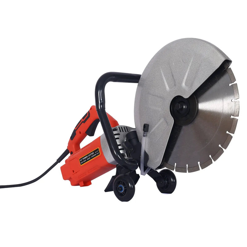 Electric 14" Cut Off Saw Wet / Dry Concrete Saw Cutter With Guide Roller And Water Line Attachment, 3000W - Black / Silver by HouseOfZazla