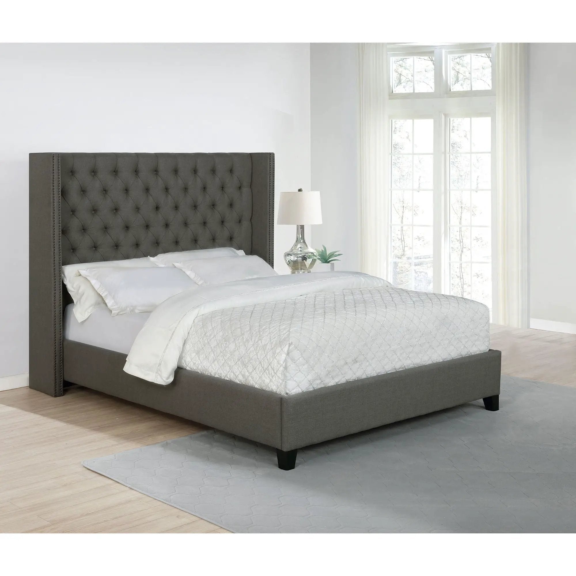 Lendra - Upholstered Wingback Bed With Tufted Headboard by HouseOfZazla