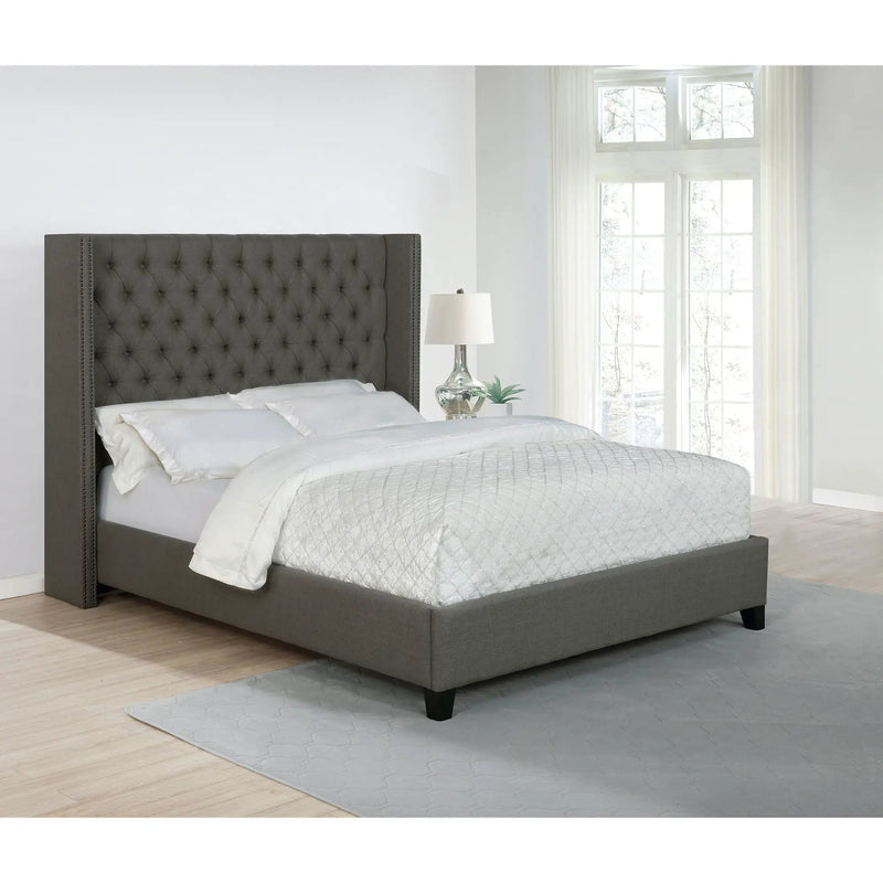 Lendra - Upholstered Wingback Bed With Tufted Headboard by HouseOfZazla