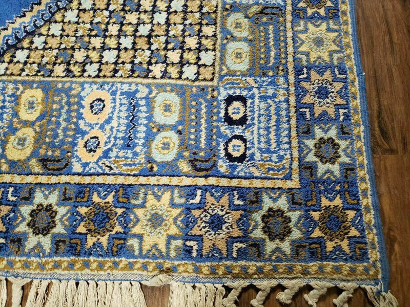 7' X 10' 5" Handmade Moroccan Urban Rabat Wool Carpet Blue Area Rug by Jewel Rugs