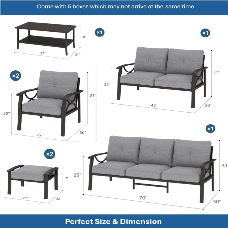 Patio Furniture Set with Coffee Table and Cushions for Backyard by HouseOfZazla