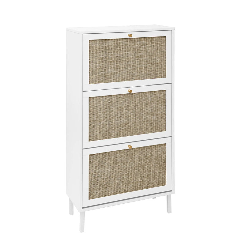 Modern Rattan 3 Door Shoe Rack Cabinet For Entryway by Unique Piece Furniture