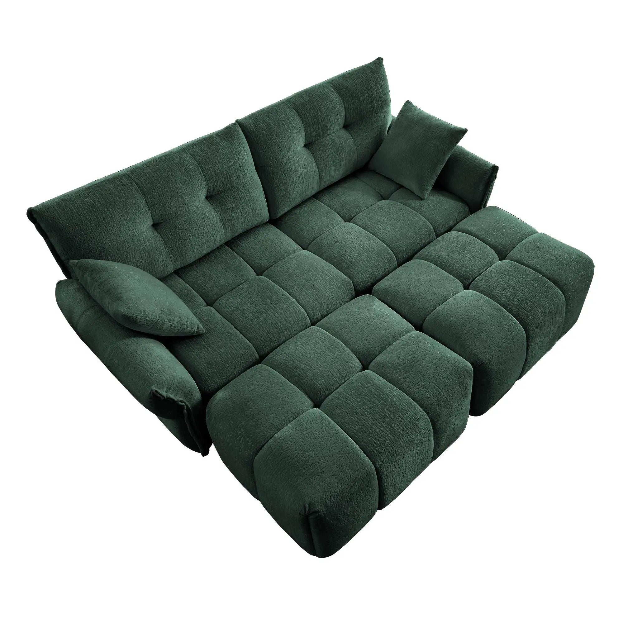 2 Seater Sofa Set With 2 Ottomans And Throw Pillows by HouseOfZazla