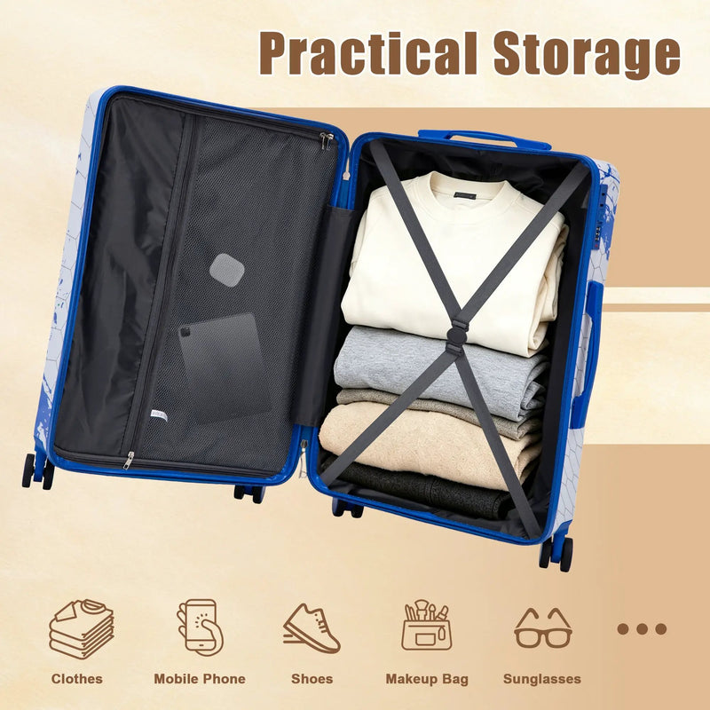 3-Piece PC Spinner Wheel Luggage Set in Blue by HouseOfZazla