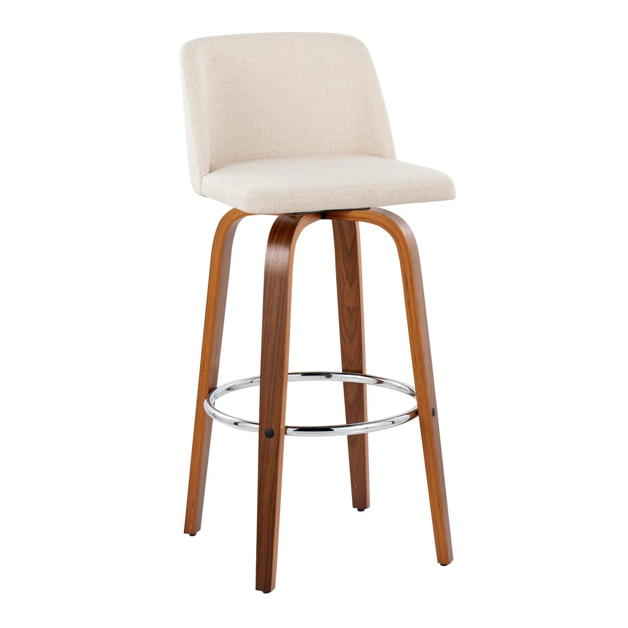 Toriano - Mid Century Modern Fixed Height, Barstool With Swivel With Round Footrest (Set of 2) by HouseOfZazla