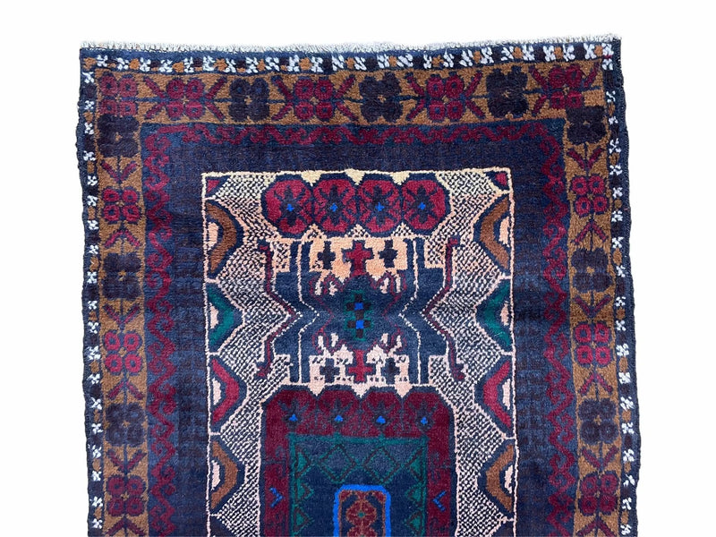 3 X 5 Vintage Handmade Tribal Wool Rug Balouchi Rug Afghan Rug Red Beige Nice by Jewel Rugs