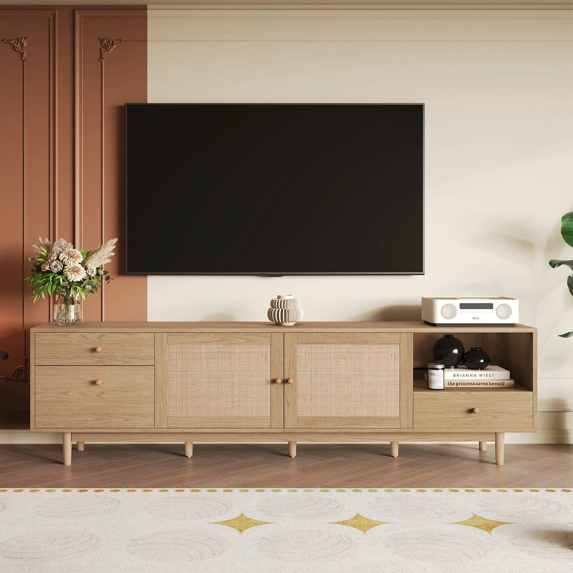 TV Stand With Doors - Natural by Unique Piece Furniture